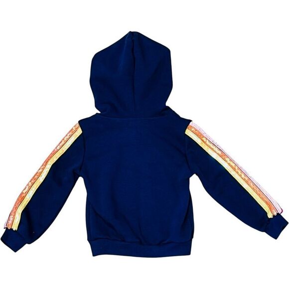 NWT! Lola and the Boys Navy Sequin Stripe Sleeve Zipper Hoodie Size 2 - Picture 6 of 7